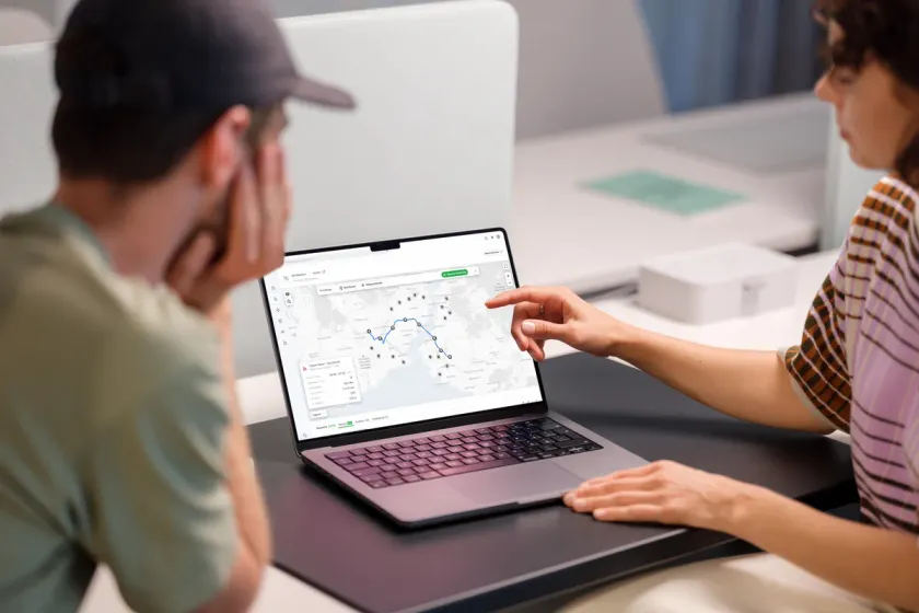 Two planners redrawing a route on the Volt Lines planning screen