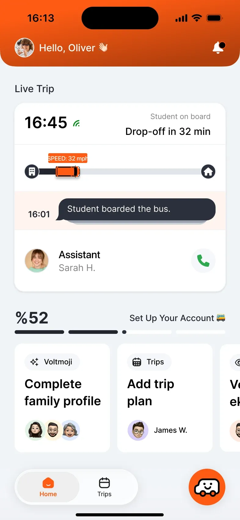 Volt Lines school app home screen