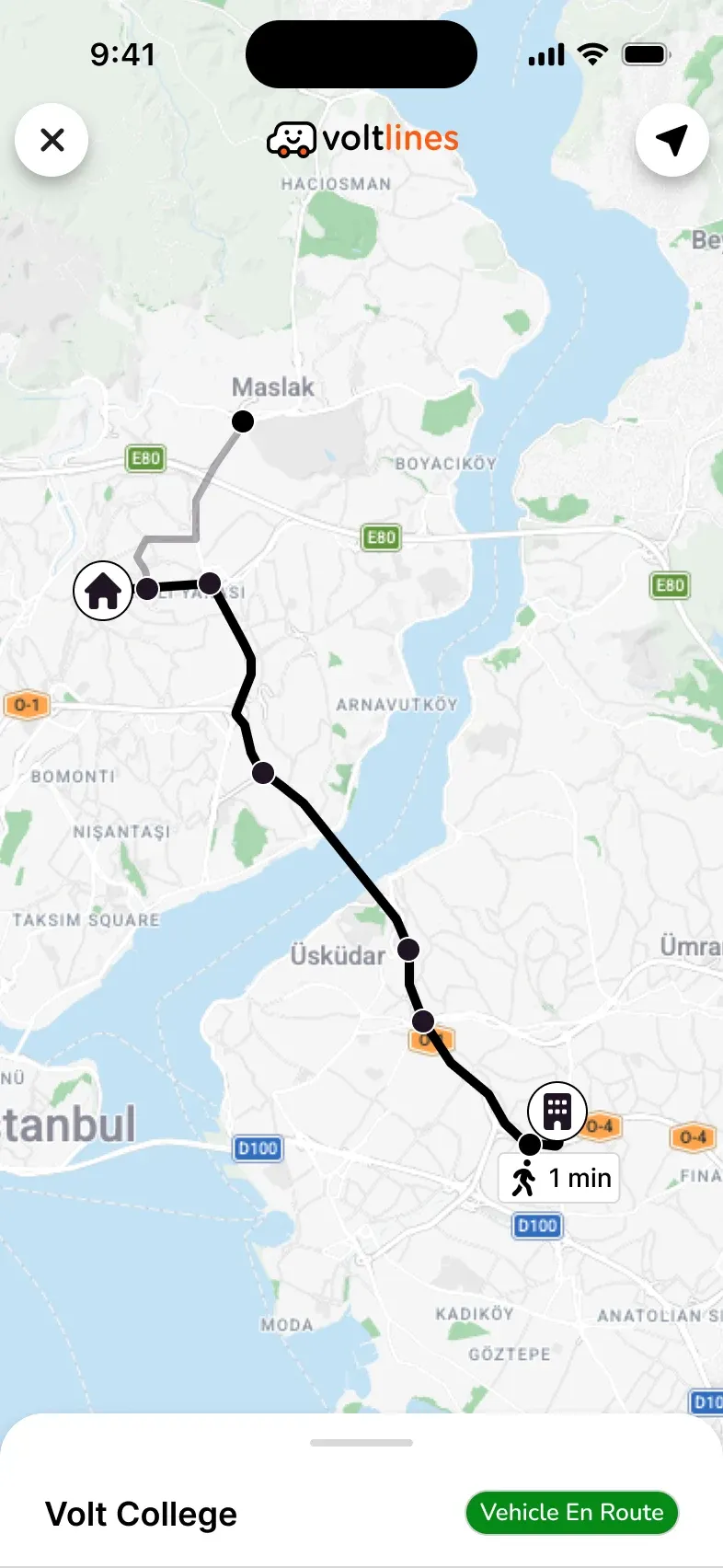 Live map of the school bus route