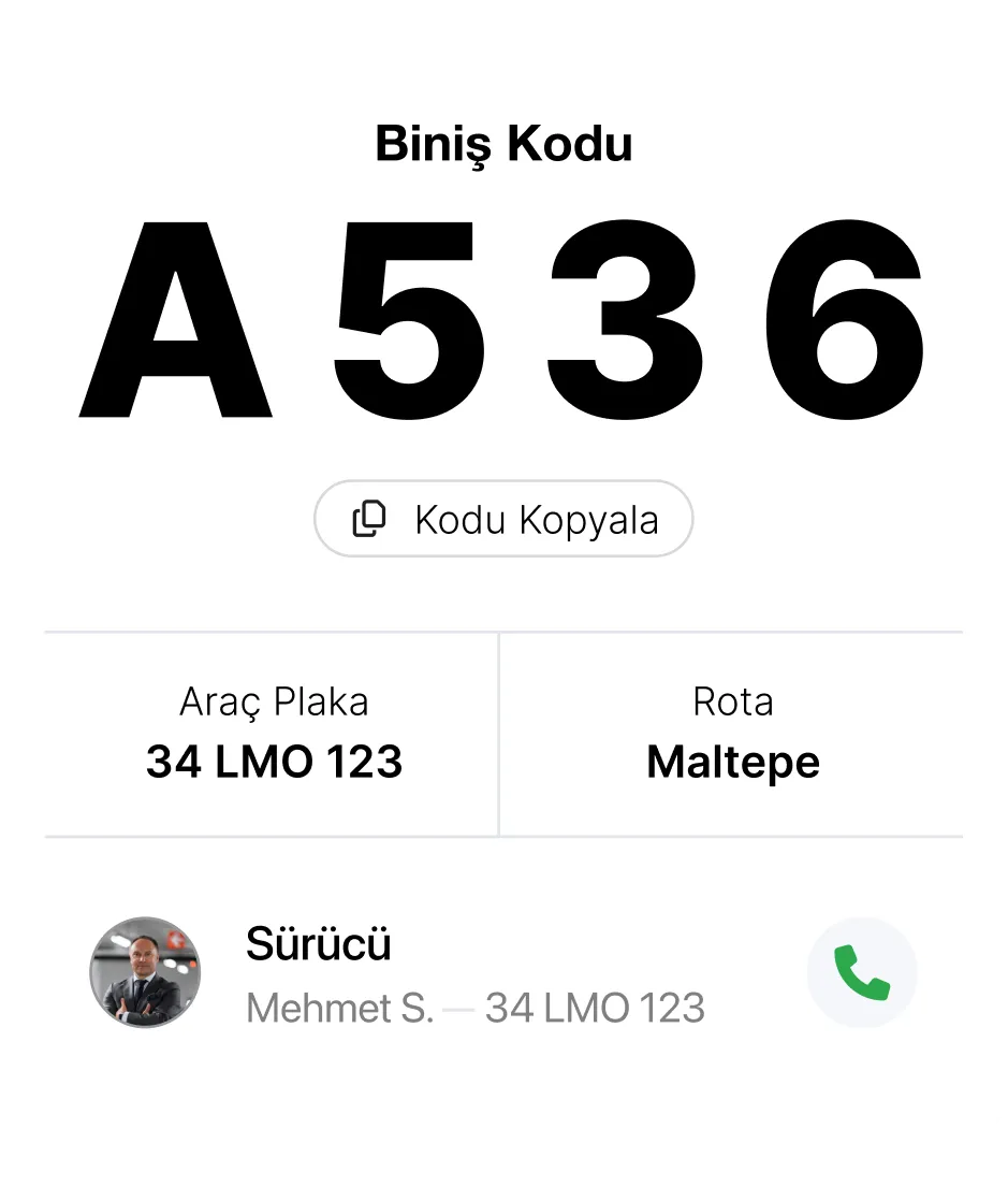 Biniş kodu ekranı